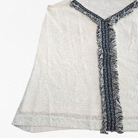 Akemi + Kin Ivory Lace Fringe Halter Tank Top Boho Anthropologie Size XS Petite - Picture 4 of 11